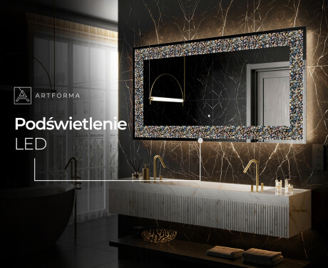 Podświetlane lustro dekoracyjne LED - Natural Stones #9