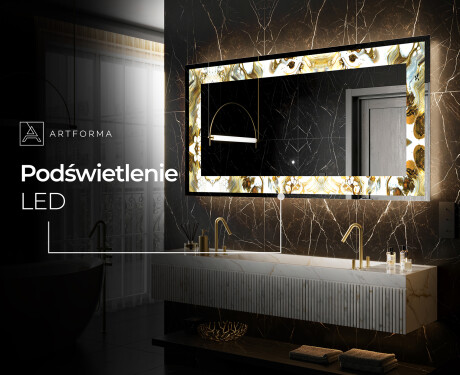 Podświetlane lustro dekoracyjne LED - Golden Streaks #6