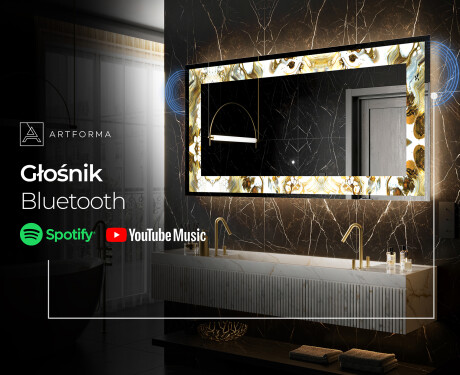 Podświetlane lustro dekoracyjne LED - Golden Streaks #7