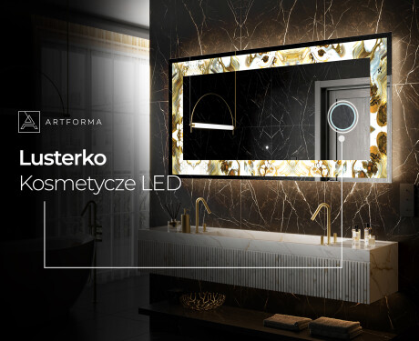 Podświetlane lustro dekoracyjne LED - Golden Streaks #9