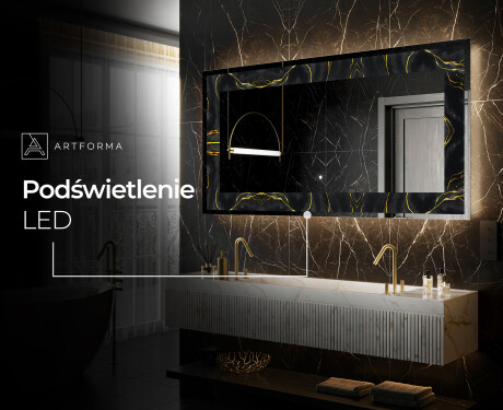 Podświetlane lustro dekoracyjne LED - Golden Veins #6