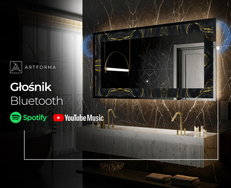 Podświetlane lustro dekoracyjne LED - Golden Veins #7