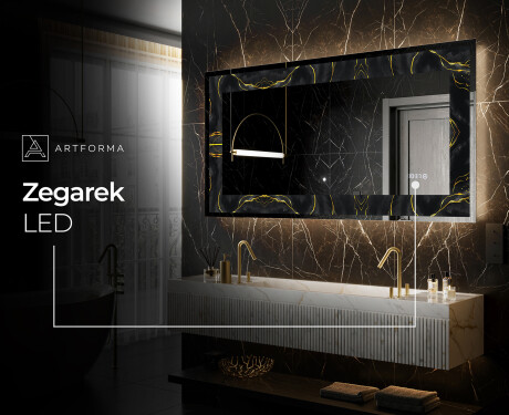 Podświetlane lustro dekoracyjne LED - Golden Veins #8
