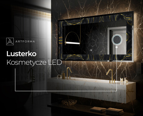 Podświetlane lustro dekoracyjne LED - Golden Veins #9