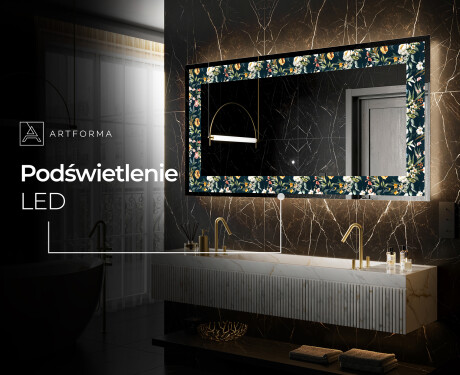 Podświetlane lustro dekoracyjne LED - Cascading Flowers #6