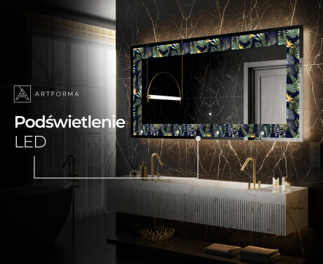 Podświetlane lustro dekoracyjne LED - Vintage Leaves #8
