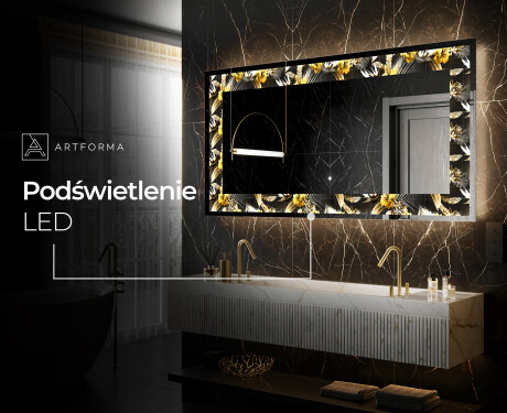 Podświetlane lustro dekoracyjne LED - Floral Symmetries #8