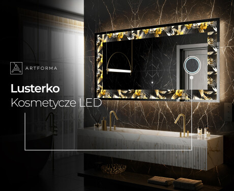 Podświetlane lustro dekoracyjne LED - Floral Symmetries #9
