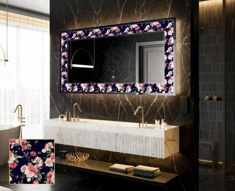Podświetlane lustro dekoracyjne LED - Floral Layouts