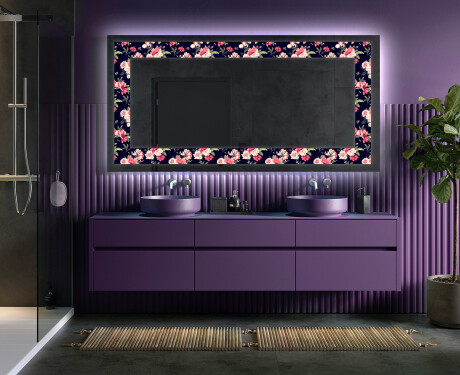 Podświetlane lustro dekoracyjne LED - Floral Layouts #5