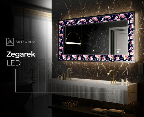 Podświetlane lustro dekoracyjne LED - Floral Layouts #6