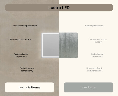 Zaokrąglane Lustro Łazienkowe Podświetlane 100x70cm  z Dual color, Włącznik dotykowy, Mata grzewcza, Głośnik bluetooth - L141 #7