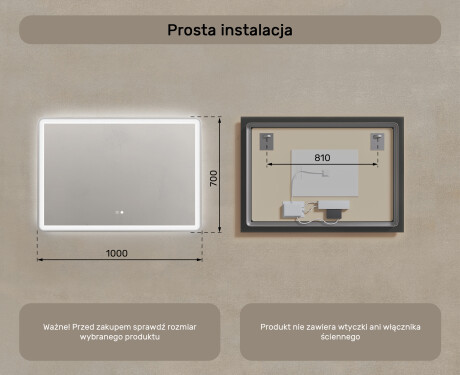 Zaokrąglane Lustro Łazienkowe Podświetlane 100x70cm  z Dual color, Włącznik dotykowy, Mata grzewcza, Głośnik bluetooth - L141 #8