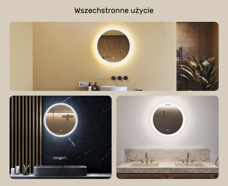 Okrągłe lustro łazienkowe podświetlane ledowo 60cm z Dual color, Włącznik dotykowy #2