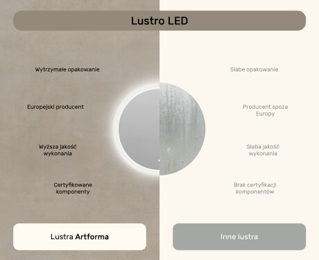 Okrągłe lustro łazienkowe podświetlane ledowo 60cm z Dual color, Włącznik dotykowy #6