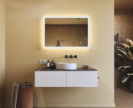 Prostokątne lustro do łazienki podświetlane LED 100x70cm z Dual color, Włącznik dotykowy #8