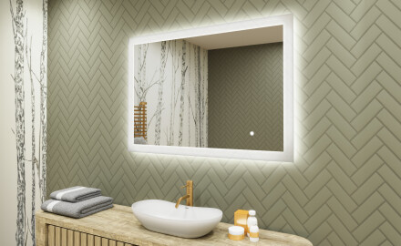 Prostokątne lustro do łazienki podświetlane LED 100x70cm z Dual color, Włącznik dotykowy
