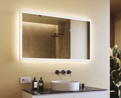 Lustro łazienkowe prostokątne z oświetleniem LED 120x70cm z Dual color, Włącznik dotykowy