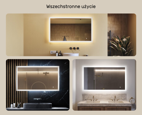Lustro łazienkowe prostokątne z oświetleniem LED 120x70cm z Dual color, Włącznik dotykowy #2