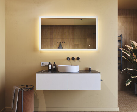 Lustro łazienkowe prostokątne z oświetleniem LED 120x70cm z Dual color, Włącznik dotykowy #8