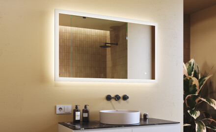 Lustro łazienkowe prostokątne z oświetleniem LED 120x70cm z Dual color, Włącznik dotykowy