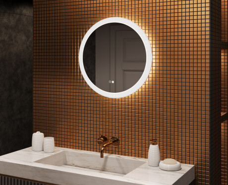 Lustra okrągłe z oświetleniem LED do łazienki 60cm z Dual color, Włącznik dotykowy, Mata grzewcza