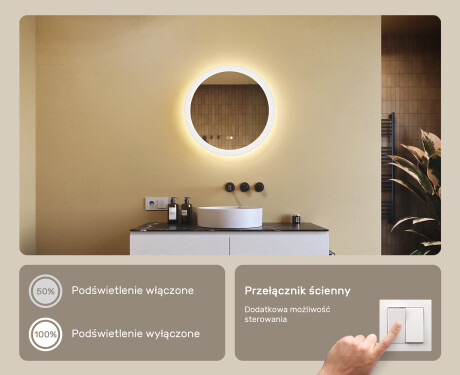 Lustra okrągłe z oświetleniem LED do łazienki 60cm z Dual color, Włącznik dotykowy, Mata grzewcza #4