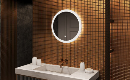 Lustra okrągłe z oświetleniem LED do łazienki 60cm z Dual color, Włącznik dotykowy, Mata grzewcza