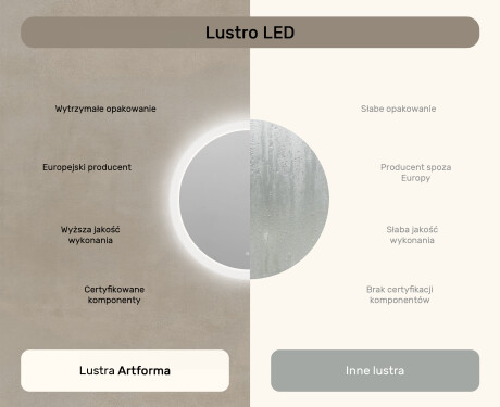 Lustro łazienkowe okrągłe z oświetleniem LED 80cm z Dual color, Włącznik dotykowy, Mata grzewcza #7