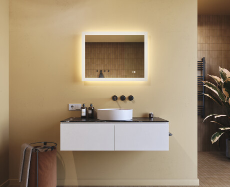 Prostokątne lustro łazienkowe LED 80x60cm z Dual color, Włącznik dotykowy, Mata grzewcza #9