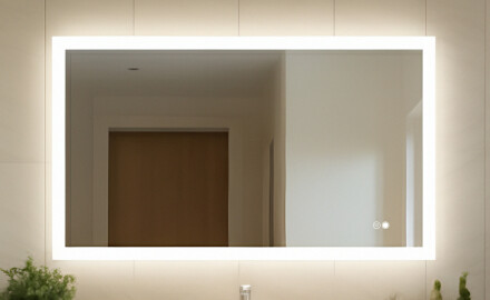 Prostokątne lustro do łazienki podświetlane LED 120x70cm z Dual color, Włącznik dotykowy, Mata grzewcza