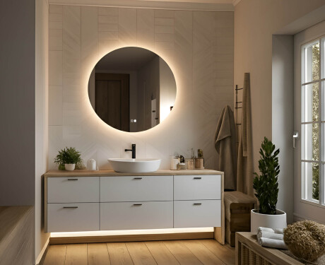 Lustro okrągłe z podświetleniem 60 cm, Dual color, włącznik dotykowy, mata grzewcza