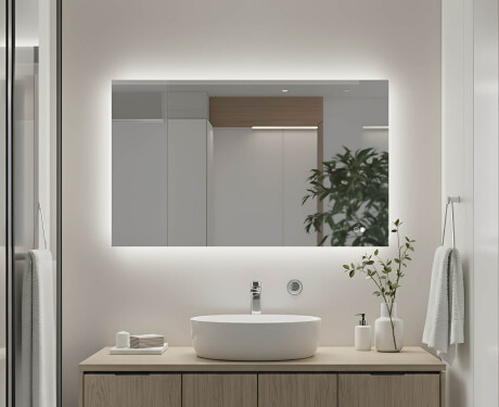 Prostokątne lustro do łazienki z oświetleniem LED 80x60/60x80 cm, Dual color, włącznik dotykowy, mata grzewcza