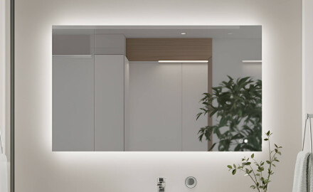 Prostokątne lustro do łazienki z oświetleniem LED 80x60/60x80 cm, Dual color, włącznik dotykowy, mata grzewcza