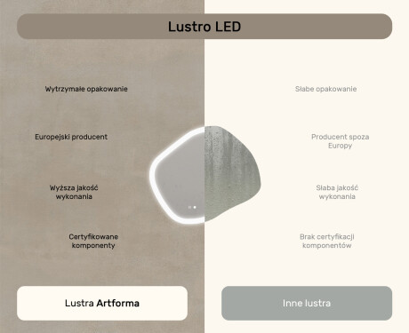 Lustro łazienkowe z oświetleniem, 84×74 cm, Dual color, włącznik dotykowy, mata grzewcza #7