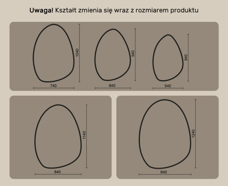 Lustro nieregularne z podświetleniem, 64×94 cm, Dual color, włącznik dotykowy, mata grzewcza #10