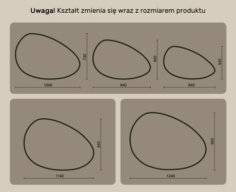 Lustro nieregularne z podświetleniem, 114×84 cm, Dual color, włącznik dotykowy, mata grzewcza #10