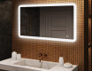 Zaokrąglone lustro do łazienki z oświetleniem LED, 120×70 cm, Dual color, włącznik dotykowy, mata grzewcza
