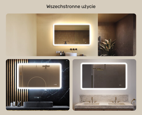 Zaokrąglone lustro do łazienki z oświetleniem LED, 120×70 cm, Dual color, włącznik dotykowy, mata grzewcza #2