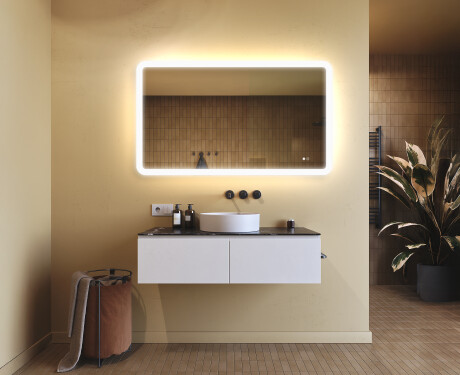 Zaokrąglone lustro do łazienki z oświetleniem LED, 120×70 cm, Dual color, włącznik dotykowy, mata grzewcza #9