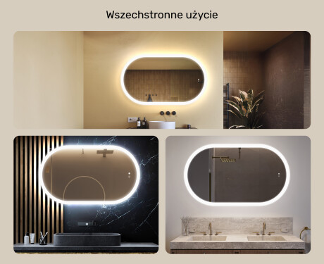 Podświetlane lustro do łazienki, 120×70 cm, Dual color, włącznik dotykowy, mata grzewcza #2
