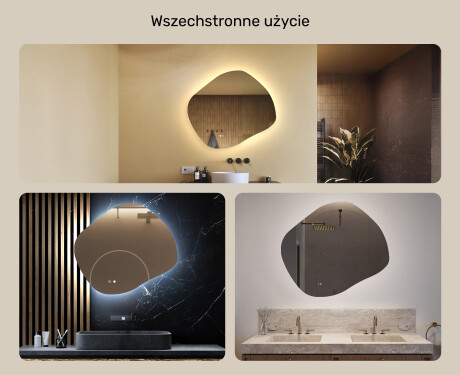 Lustro łazienkowe z oświetleniem, 84×74 cm, Dual color, włącznik dotykowy, mata grzewcza #2