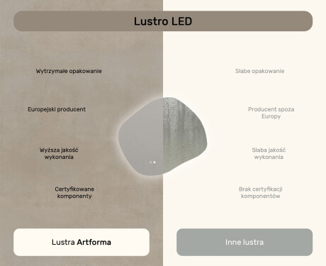 Lustro łazienkowe z oświetleniem, 84×74 cm, Dual color, włącznik dotykowy, mata grzewcza #7
