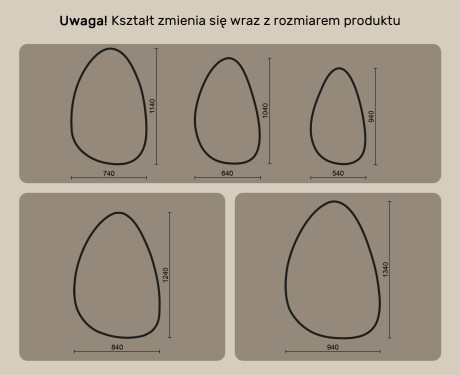 Lustro nieregularne z podświetleniem, 64×104 cm, Dual color, włącznik dotykowy, mata grzewcza #10