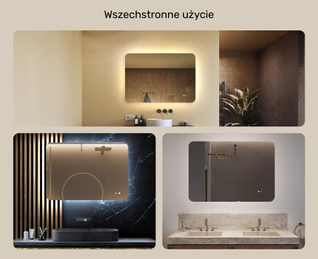 Zaokrąglone lustro do łazienki z oświetleniem LED, 100×70 cm, Dual color, włącznik dotykowy, mata grzewcza #2