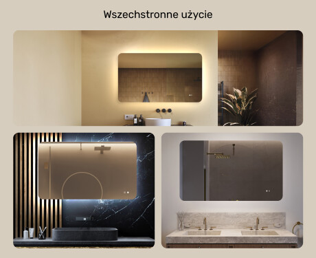 Zaokrąglone lustro do łazienki z oświetleniem LED, 120×70 cm, Dual color, włącznik dotykowy, mata grzewcza #2