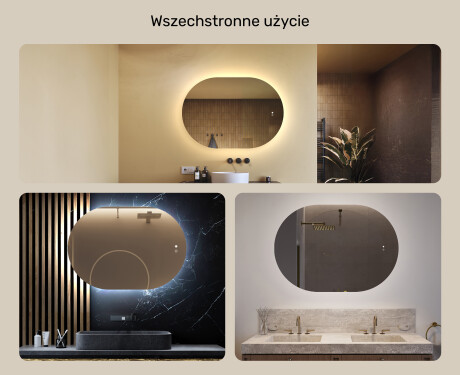 Podświetlane lustro do łazienki, 100×70 cm, Dual color, włącznik dotykowy, mata grzewcza #2