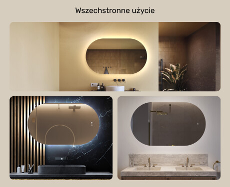 Podświetlane lustro do łazienki, 120×70 cm, Dual color, włącznik dotykowy, mata grzewcza #2