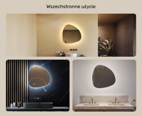 Lustro nieregularne z podświetleniem, 64×64 cm, Dual color, włącznik dotykowy, mata grzewcza #2