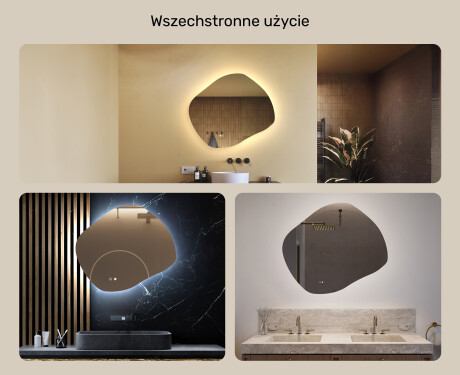 Lustro łazienkowe z oświetleniem, 74×64 cm, Dual color, włącznik dotykowy, mata grzewcza #2